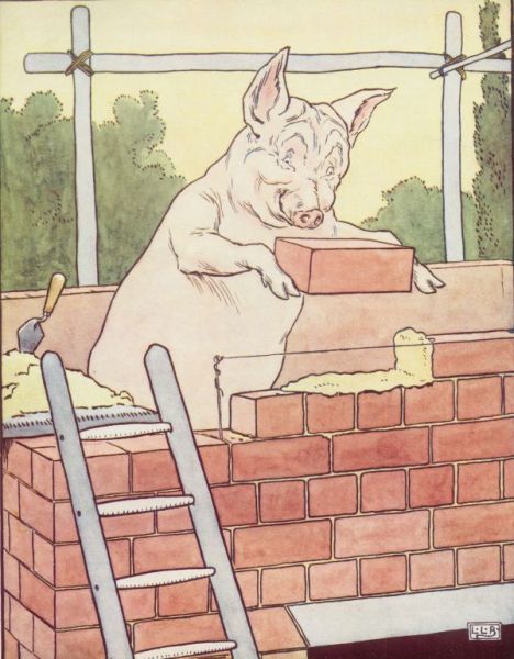 Classic Fairy Tale - Illustration For The Three Little Pigs By Leonard Leslie Brooke