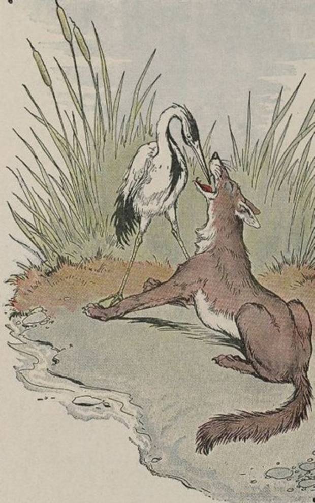 Aesop's Fables - The Wolf And Crane By Milo Winter